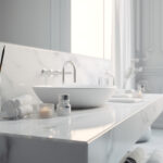 Badezimmer mit weißem design und waschbecken